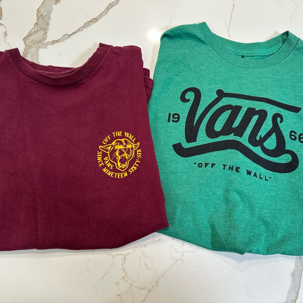 Vans Kids' Burgundy and Teal Graphic Tees